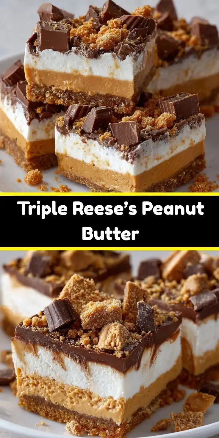 Triple Reese's Peanut Butter chocolate treat with creamy peanut butter filling