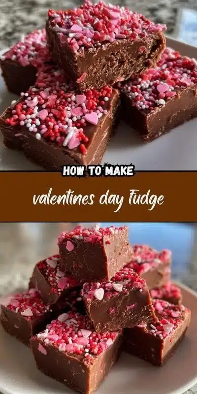 Delicious homemade Valentine's Day fudge in heart-shaped packaging