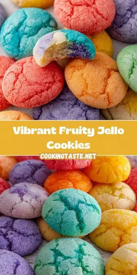 Vibrant fruity jello cookies displayed on a plate