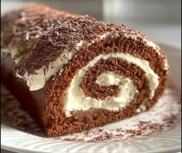 Christmas Yule Log Sheet Cake with chocolate frosting and festive decorations