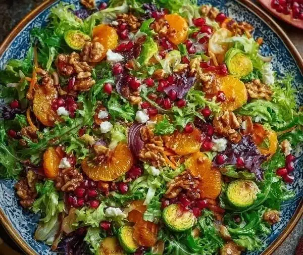 Festive Crunchy Christmas Salad with vibrant vegetables and citrus vinaigrette