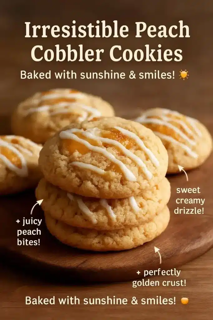 Delicious Peach Cobbler Cookies with fresh peaches and crumbly topping.