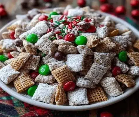 Festive Reindeer Food Christmas Puppy Chow for holiday celebrations.