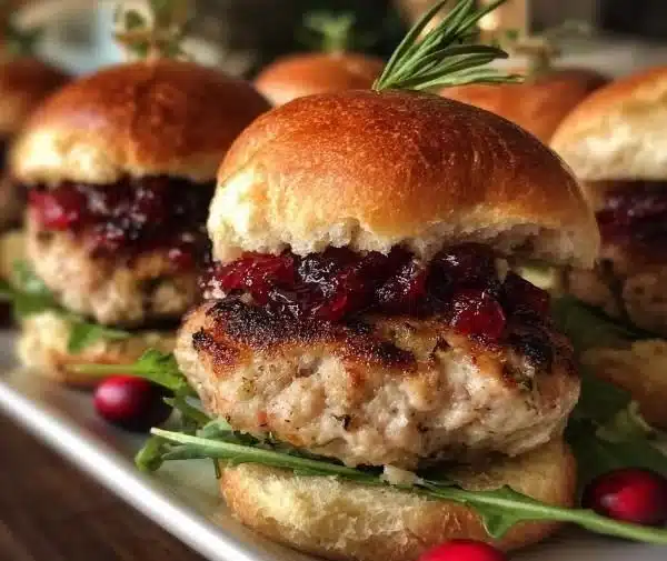 Turkey Cranberry Sliders served on a platter with fresh ingredients