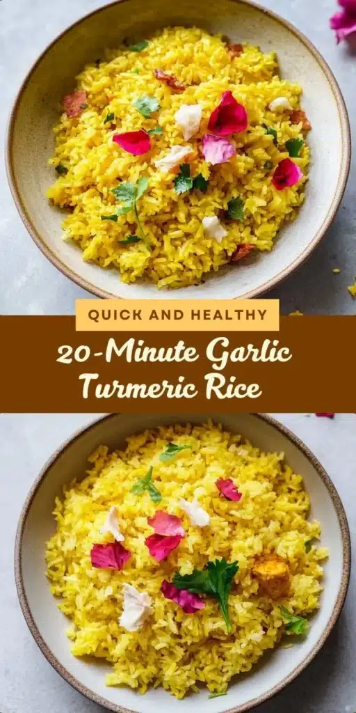 Delicious bowl of Garlic Turmeric Rice ready in 20 minutes