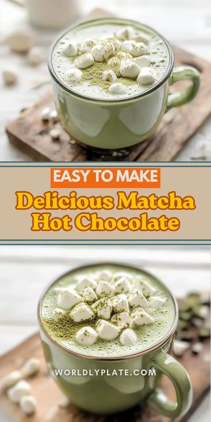 Delicious 4-ingredient matcha hot chocolate served in a cozy mug