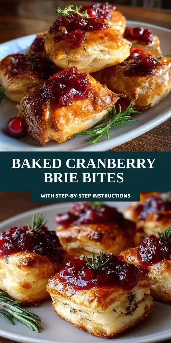 Baked Cranberry Brie Bites served on a platter