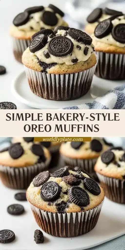 Bakery-style Oreo muffins freshly baked at home.