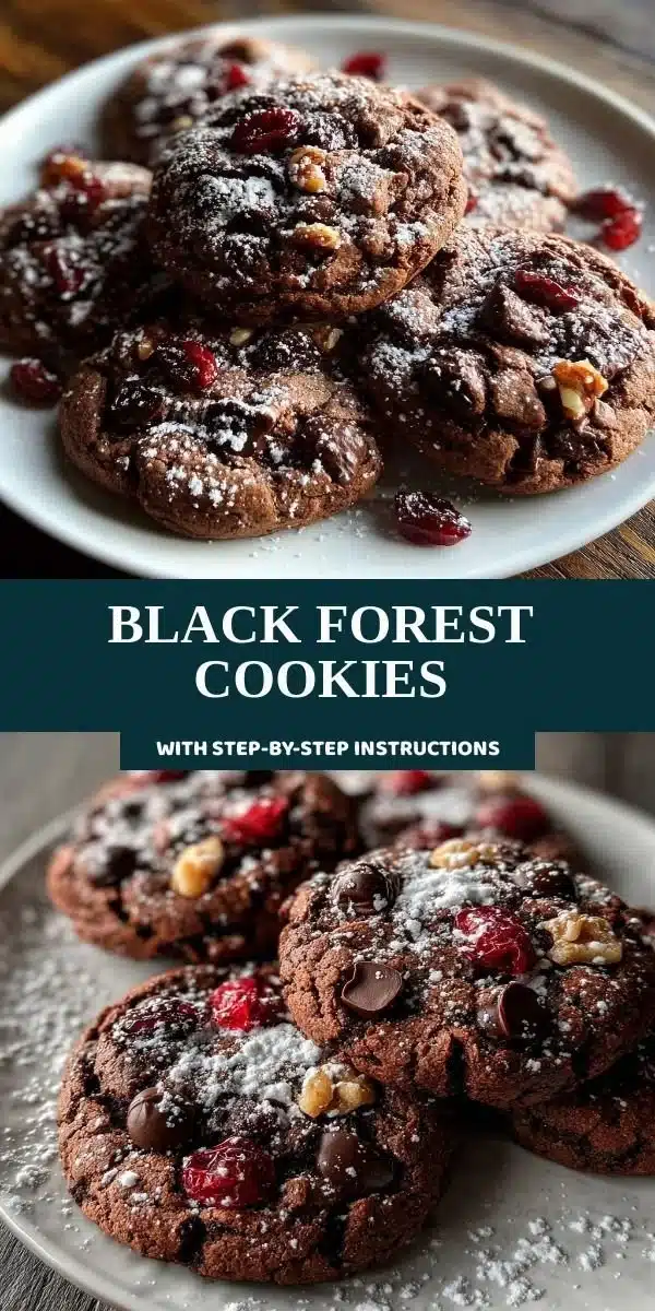Black Forest Cookies 6 Delicious Black Forest Cookies featuring chocolate and cherry flavors.