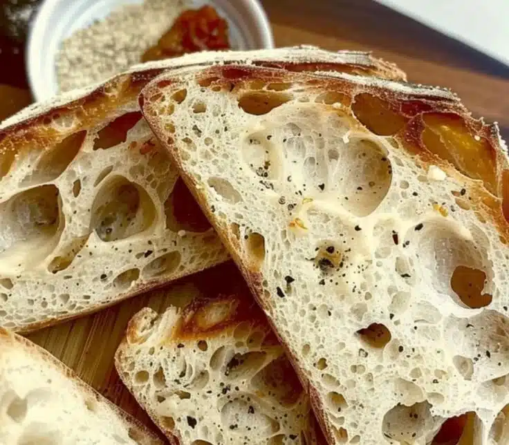 Black Pepper Parmesan Sourdough Flatbread served for dinner