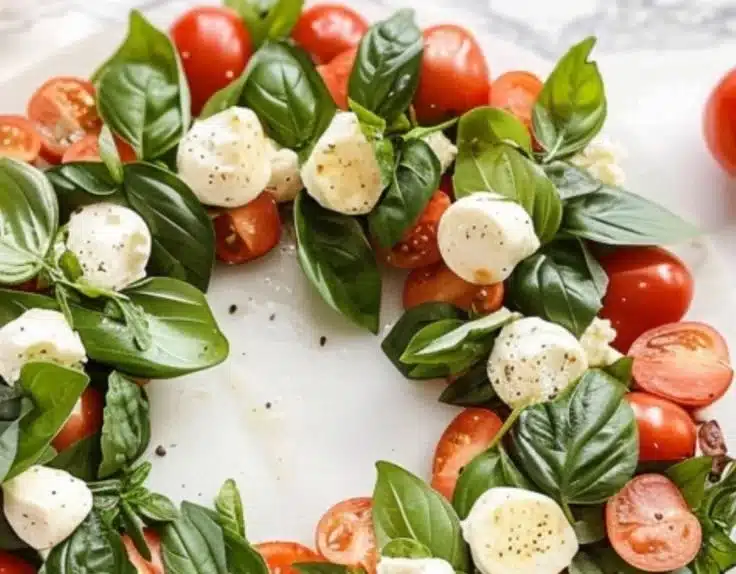 Festive Burrata Wreath with seasonal ingredients for gatherings
