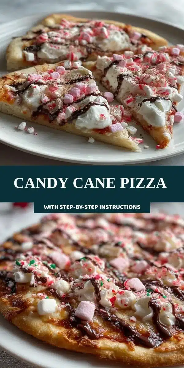 Delicious Candy Cane Pizza topped with festive ingredients