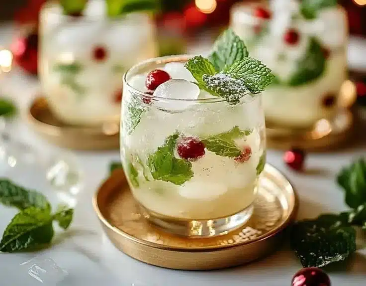 Irresistibly creamy mojitos in a glass, garnished with mint and lime.