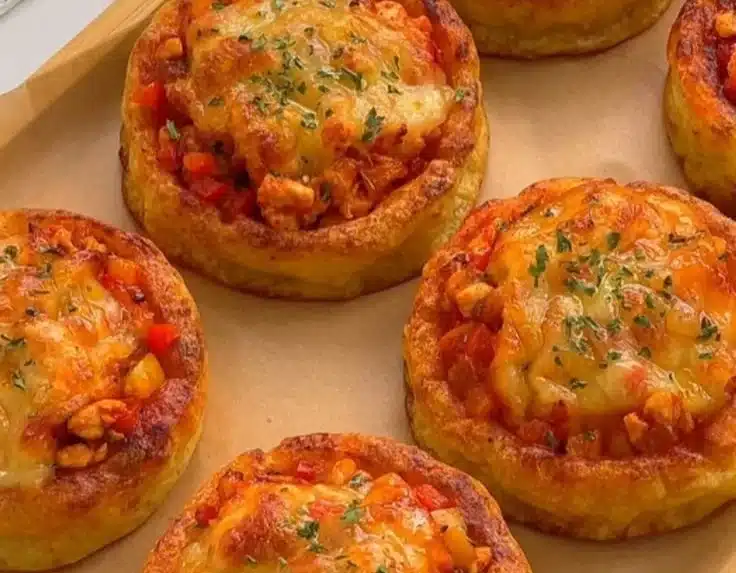 Cheesy Chicken & Potato Tarts — Crispy, Spicy, and Seriously Addictive 5 Crispy Cheesy Chicken and Potato Tarts ready to enjoy