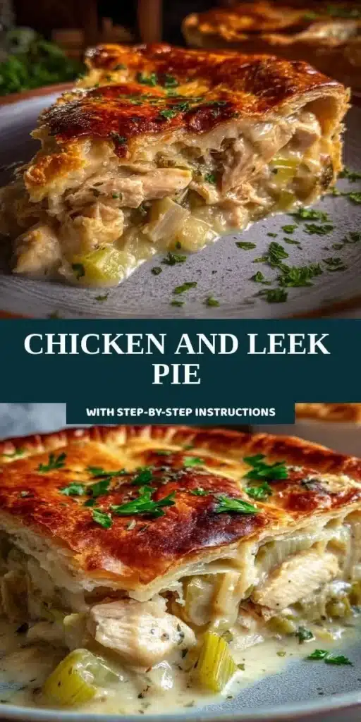 Delicious Chicken and Leek Pie with flaky crust and savory filling