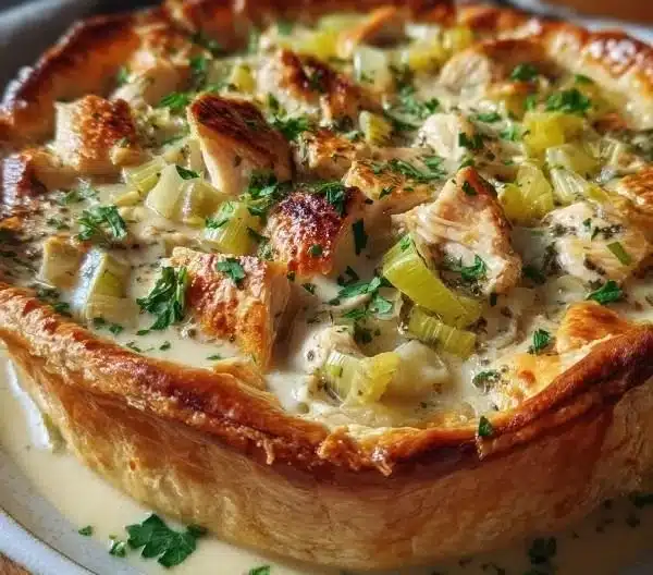 Chicken and Leek Pie 2 Delicious Chicken and Leek Pie with flaky crust and tender filling