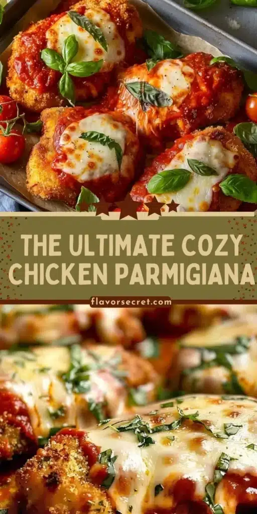 Delicious Chicken Parmigiana dish with marinara sauce and cheese
