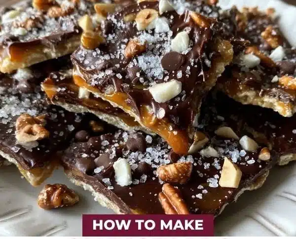 Delicious Christmas Crack Saltine Toffee prepared with chocolate and toffee.