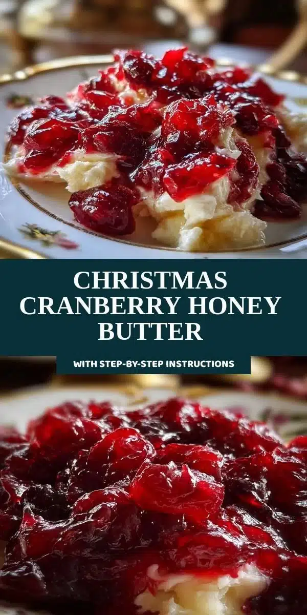 Festive Christmas Cranberry Honey Butter spread on a muffin