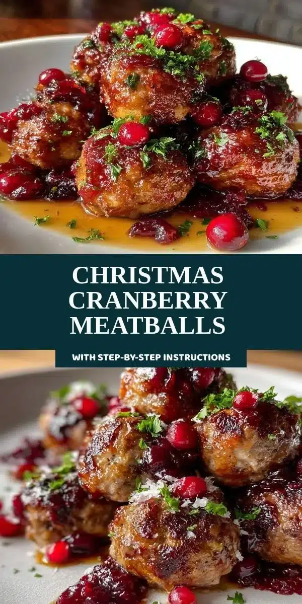 Delicious Christmas Cranberry Meatballs served on a festive platter