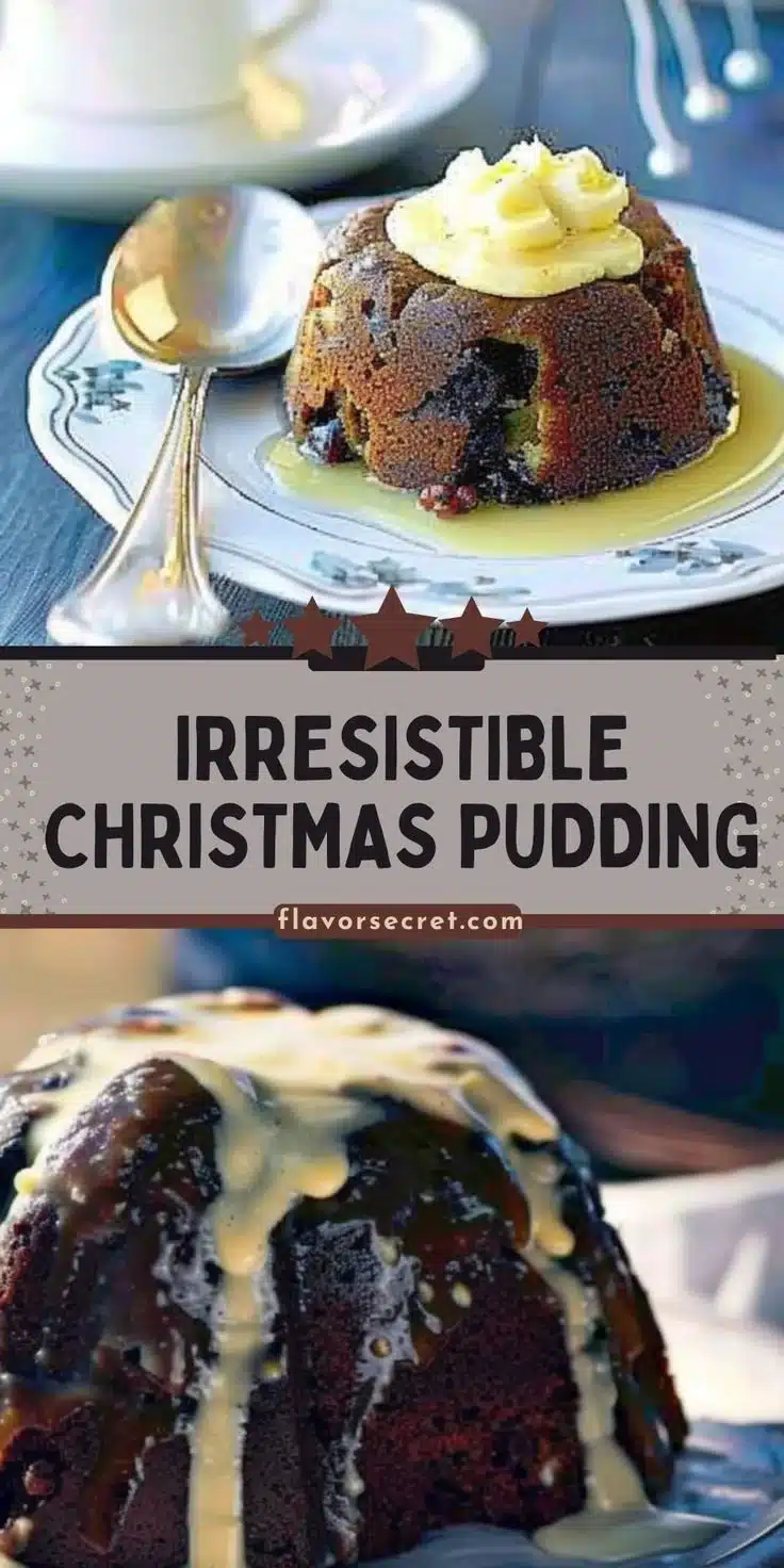 Delicious Christmas Pudding served with rich Brandy Butter dessert