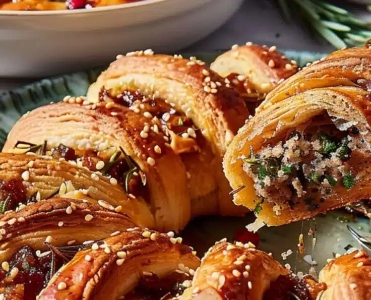 Christmas Sausage & Herb Crescent Roll Wreath 4 Delicious Christmas wreath made of sausage and herb crescent rolls