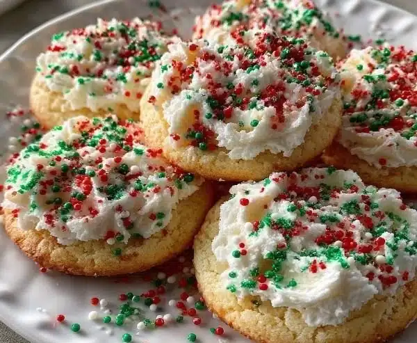 Christmas sugar cookie shots in festive glasses with holiday decorations.