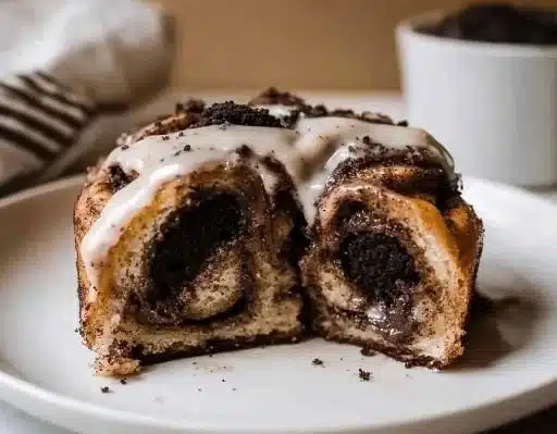 Cinnamon Rolls with Oreos: Indulge in This Gooey Delight 5 Gooey cinnamon rolls topped with crushed Oreos, a delightful dessert recipe.