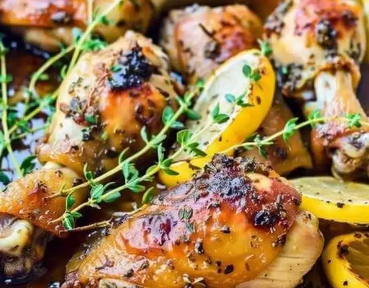 Citrus Herb Roasted Chicken Drumettes on a platter garnished with herbs