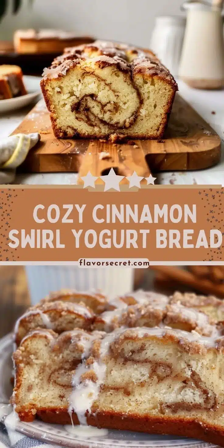 Cozy Cinnamon Swirl Yogurt Bread 8 Cozy cinnamon swirl yogurt bread fresh from the oven, topped with cinnamon sugar