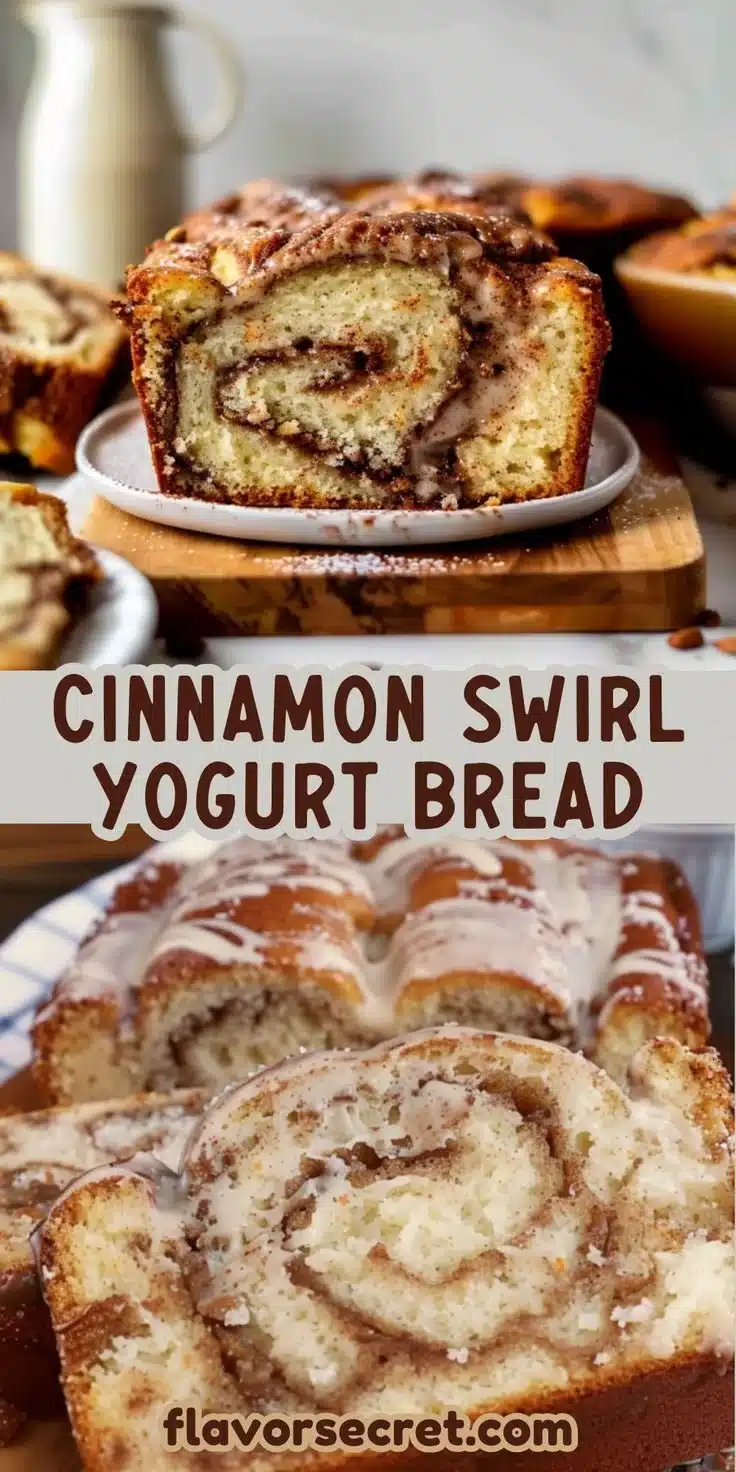 Cozy cinnamon swirl yogurt bread fresh out of the oven