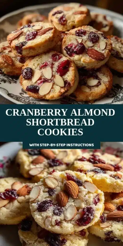 Cranberry Almond Shortbread Cookies on a rustic table