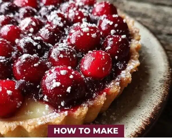 Delicious cranberry curd tart with a golden crust and vibrant filling