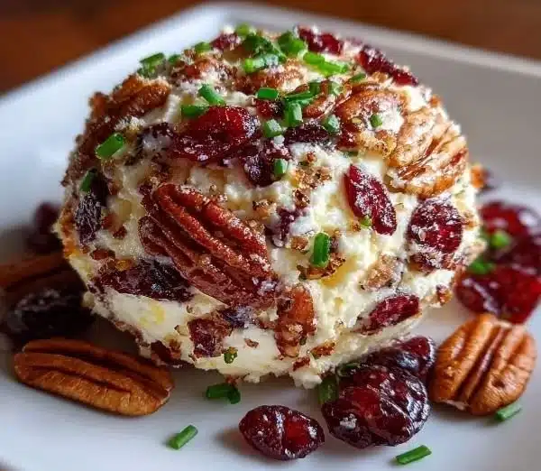 Cranberry Pecan Cheese Ball Delight, a delicious appetizer for parties.