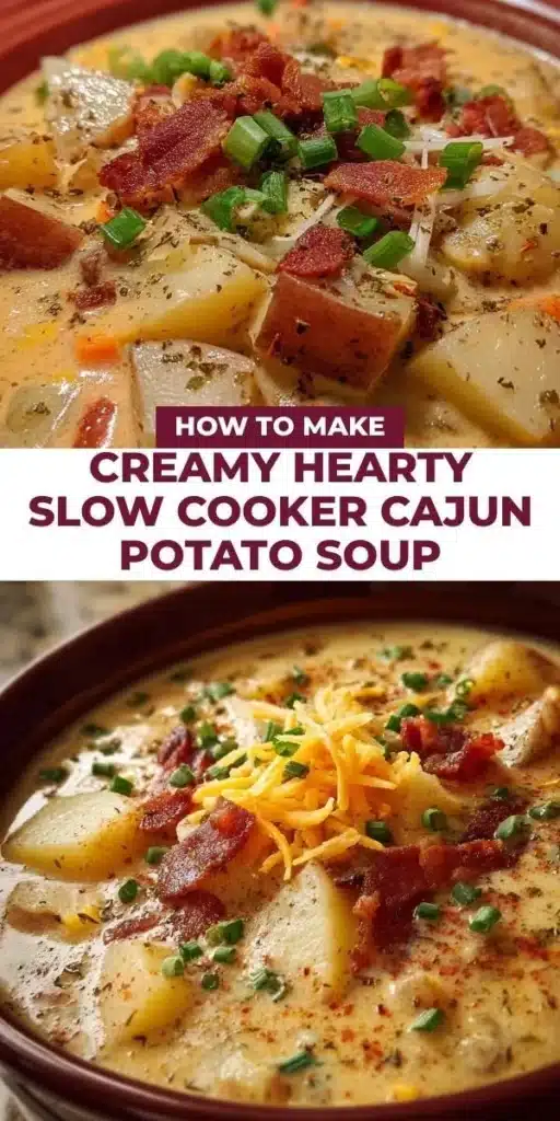 Bowl of creamy hearty slow cooker Cajun potato soup topped with herbs
