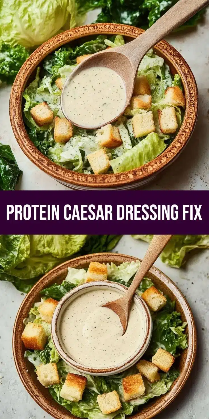 Quick creamy high protein Caesar dressing ready in 5 minutes