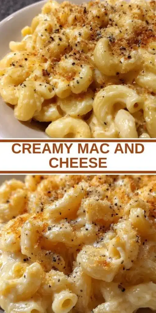 A delicious bowl of creamy mac and cheese topped with melted cheese and breadcrumbs.