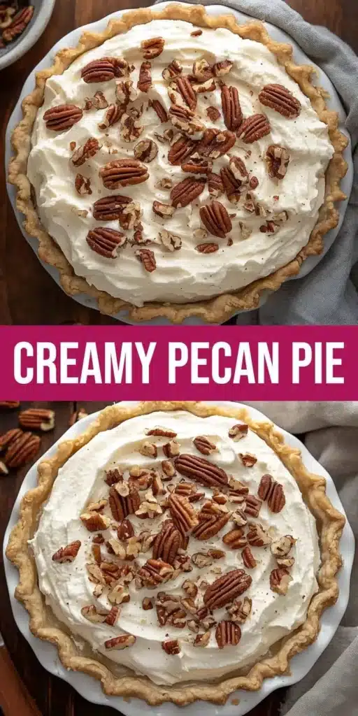 Irresistible creamy pecan cream pie slice on a plate