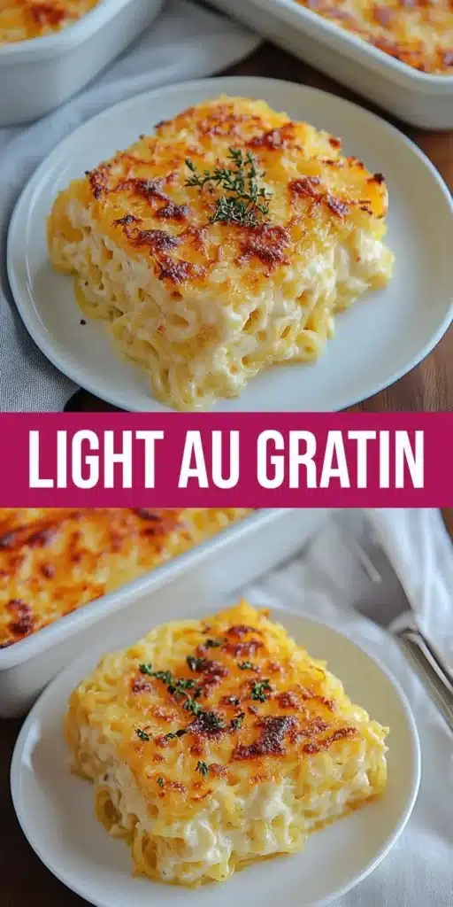 Creamy spaghetti squash au gratin served in a casserole dish