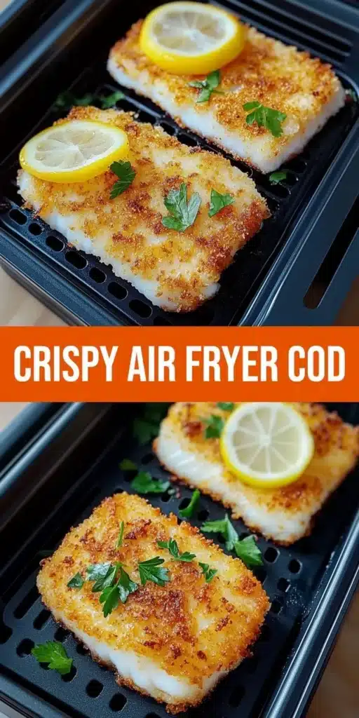 Crispy air fryer cod fish plated with sides for a delicious meal