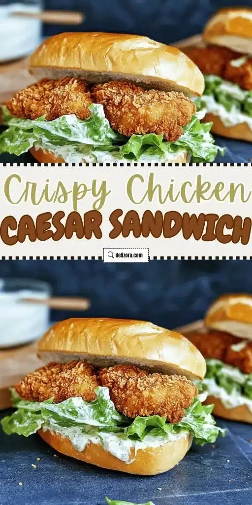 Crispy Chicken Caesar Sandwich with greens and Caesar dressing