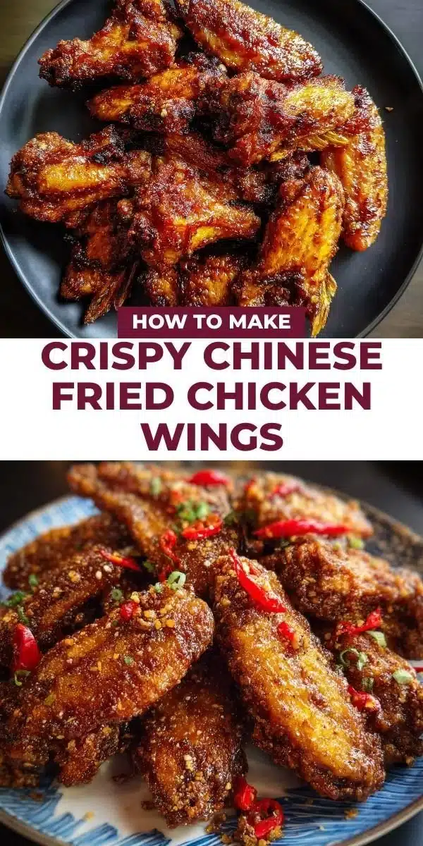 Crispy Chinese fried chicken wings garnished with sesame seeds and herbs