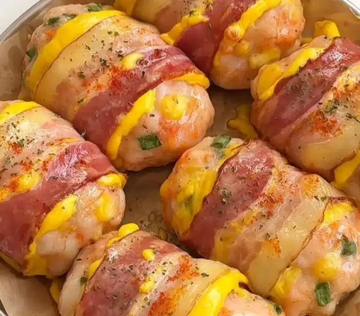 Crispy black truffle shrimp with bacon, served as delicious gourmet bites.