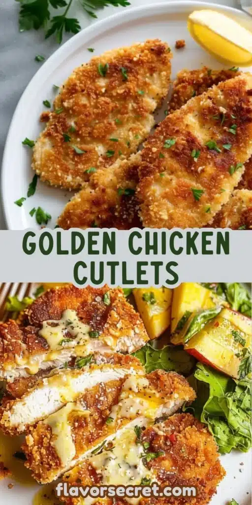 Crispy Parmesan crusted chicken cutlets on a plate