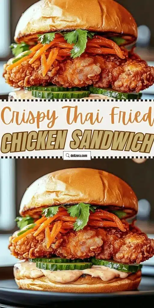 Crispy Thai Fried Chicken Sandwich with fresh toppings and sauces