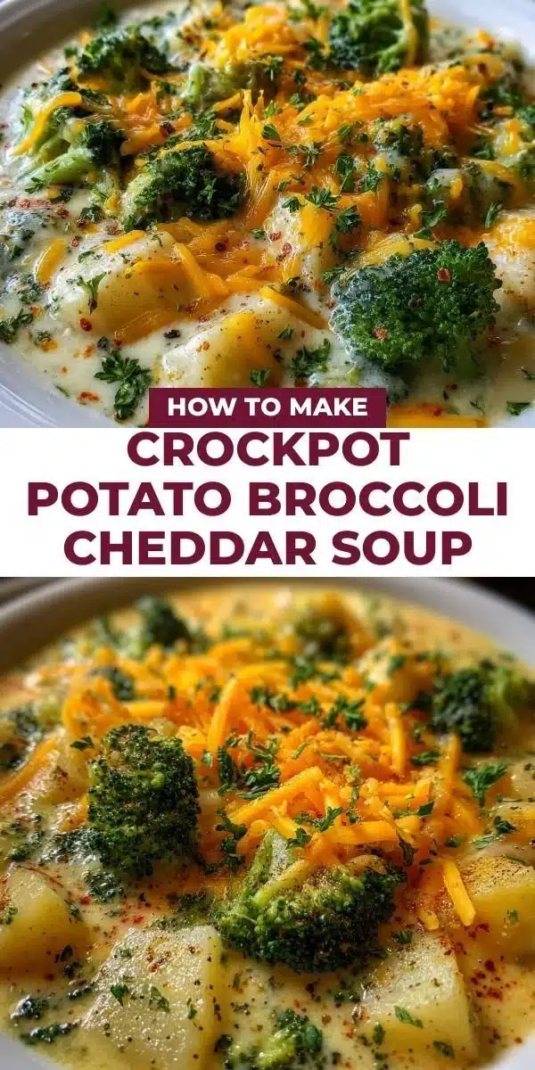 Crockpot Potato Broccoli Cheddar Soup 2 Crockpot potato broccoli cheddar soup in a bowl garnished with chives