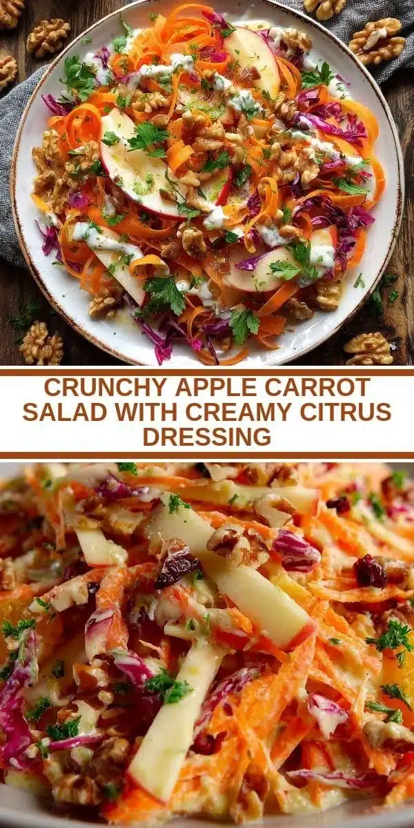 Crunchy Apple Carrot Salad with Creamy Citrus Dressing 6 Crunchy apple carrot salad with creamy citrus dressing in a bowl