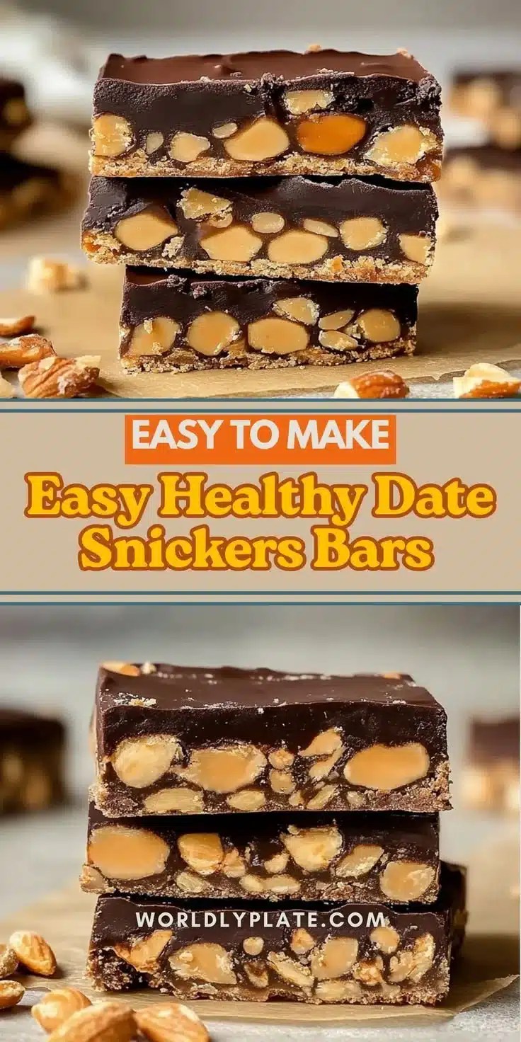 Guilt-free Date Snickers Bars with nuts and dates, a delicious healthy snack