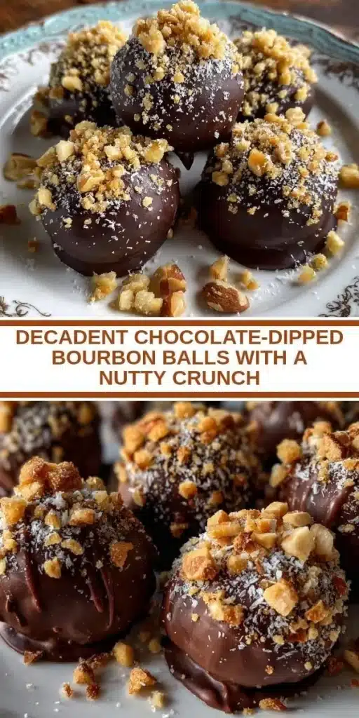 Decadent chocolate-dipped bourbon balls with a nutty crunch on a dessert plate.