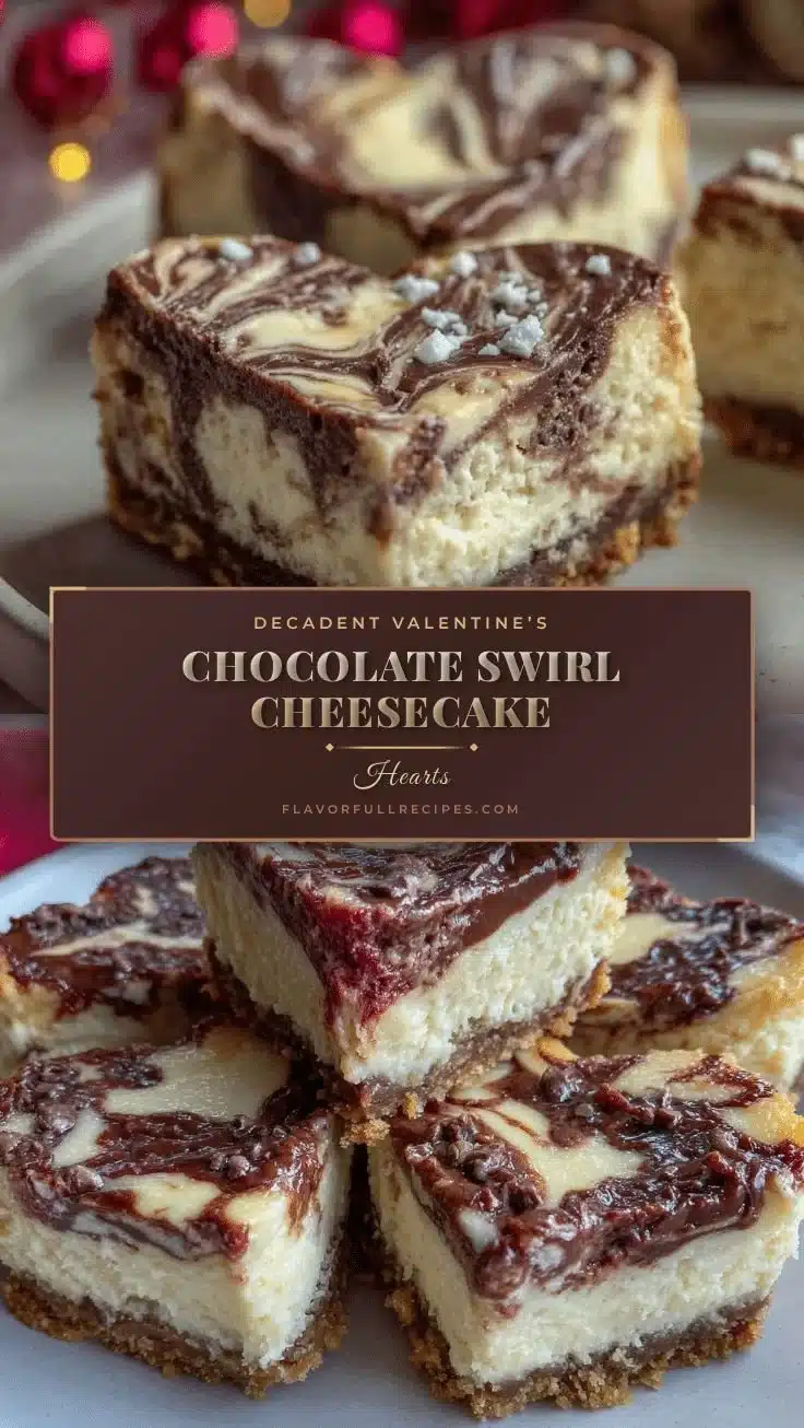 Decadent Valentine's Chocolate Swirl Cheesecake Hearts for a romantic dessert